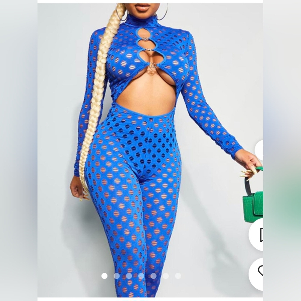 PrettyLittleThing Women's Blue Jumpsuit (NWT)